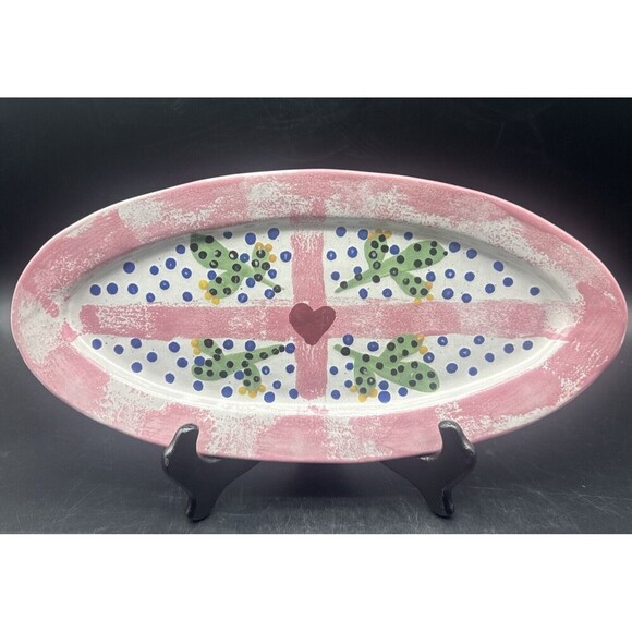 Stephen Kilborn Pottery Other - Stephen Kilborn Pottery CACTUS HEART DOTS Large Oval Platter Tray 16” x 7.75"